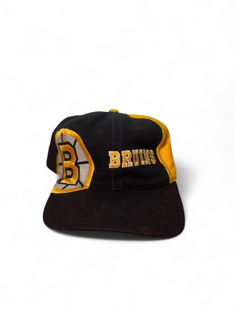 Vintage 90s Boston Bruins big logo wrap around snapback hat embroidered RARE